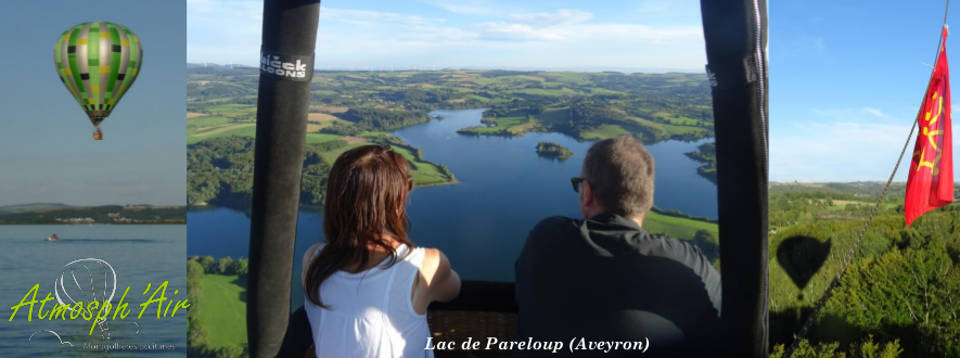 vue aérienne lac de Pareloup en montgolfière - Aveyron